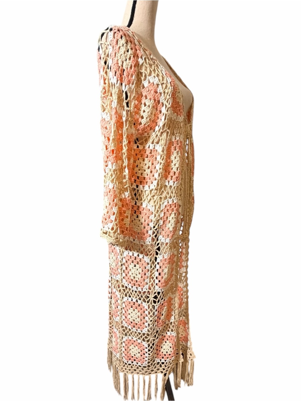 POL Granny Square Crochet Open-Front Duster Cardigan NWT Size Small - Picture 3 of 14